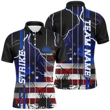 Load image into Gallery viewer, Custom American Flag Lightning Strike Bowling Shirts For Team, Patriotic Unisex Bowling Jerseys IPHW6018