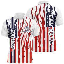 Load image into Gallery viewer, Personalized American Flag Flame Unisex Bowling Team Shirts, Patriotic Bowlers Outfits IPHW6019