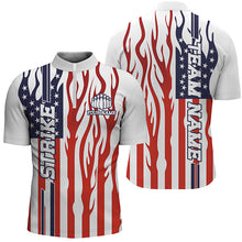 Load image into Gallery viewer, Personalized American Flag Flame Unisex Bowling Team Shirts, Patriotic Bowlers Outfits IPHW6019