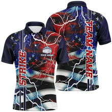 Load image into Gallery viewer, Custom American Flag Lightning Strike Bowling Shirts For Team, Patriotic Unisex Bowling Jerseys IPHW6020