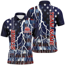 Load image into Gallery viewer, Custom American Flag Thunder Lightning Strike Bowling Team Shirts, Patriotic Unisex Bowling Jersey IPHW6021