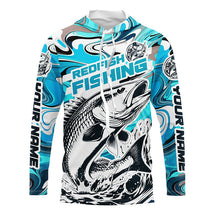 Load image into Gallery viewer, Redfish Fishing Custom Performance Long Sleeve Uv Shirts, Saltwater Camo Fishing Shirt | Teal Blue IPHW6160
