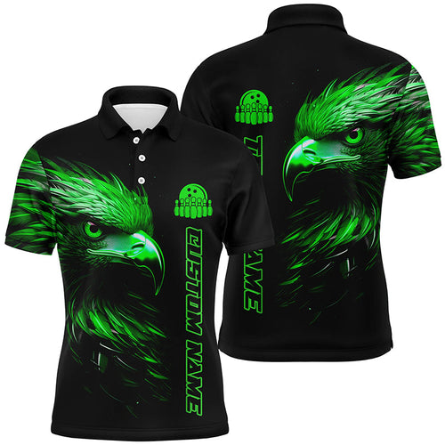 Green Eagle Custom Bowling Polo Shirts For Men Bowling League Bowling Team Jerseys Bowler Outfits IPHW5314