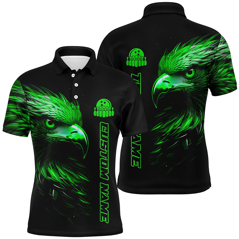 Green Eagle Custom Bowling Polo Shirts For Men Bowling League Bowling Team Jerseys Bowler Outfits IPHW5314