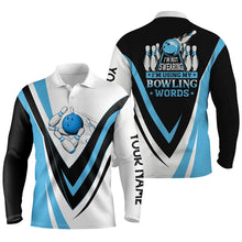 Load image into Gallery viewer, Custom bowling polo shirts for men I'm not swearing, I'm using my bowling words blue bowl shirts NQS6631