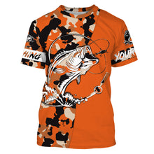 Load image into Gallery viewer, Custom Name bass fishing tattoos Camouflage Orange shirt Performance Fishing Shirt, Bass Fishing Jerseys NQS2479