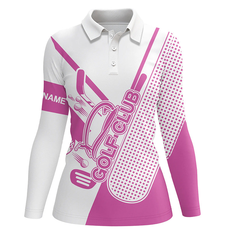 Pink and white Womens golf polo shirts custom golf club attire for women, golf gift for ladies NQS6358
