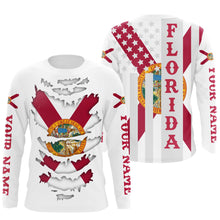 Load image into Gallery viewer, Custom Florida Flag Shirts, Patriot Long Sleeve Performance Shirts UV Protection Upf 30+ NQS2493