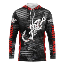 Load image into Gallery viewer, Fish reaper skull fish hook custom name sun protection long sleeve fishing shirts, fishing gifts NQS4329