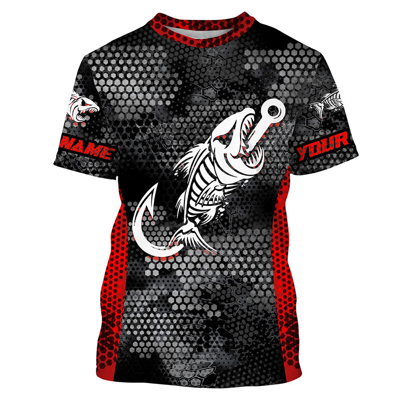 Fish reaper skull fish hook custom name sun protection long sleeve fishing shirts, fishing gifts NQS4329