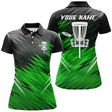 Load image into Gallery viewer, Women disc golf polo shirts custom Green black pattern shirt for ladies, disc golf jersey NQS6595