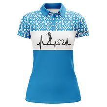 Load image into Gallery viewer, Womens golf polo shirt golf heartbeat custom name leopard pattern golf shirt, womens golf gift ideas NQS4959
