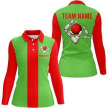 Load image into Gallery viewer, Personalized Red Green Christmas Bowling Polo shirt For women custom vintage bowling team jerseys NQS6882