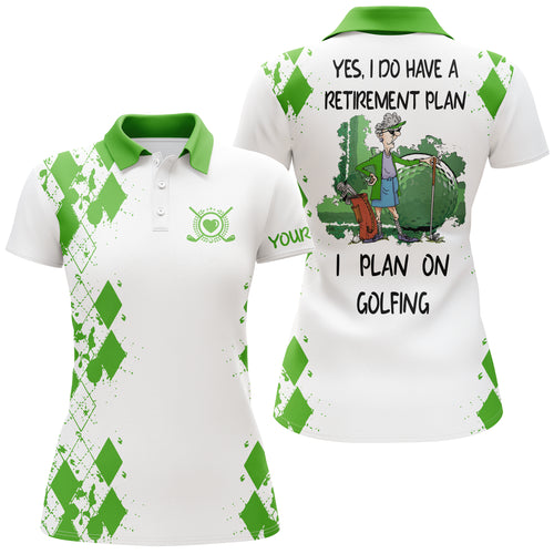 Womens golf polos shirts custom I have retirement plan on golfing, Mother day gift for mom| Multicolor NQS5296