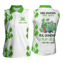 Load image into Gallery viewer, Womens sleeveless polo shirt custom real granmas play golf take nap, golf gift for grandma| Multicolor NQS5297