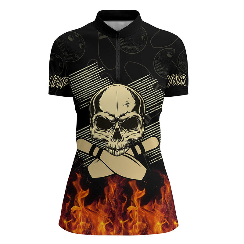 Custom bowling shirt for women – personalized team jersey front view