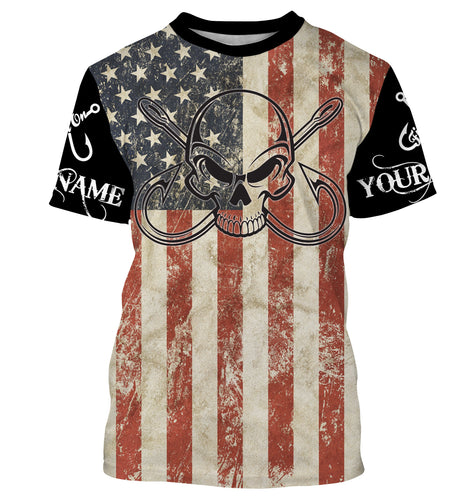 Fish Reaper Fishing American flag patriotic Custom Name 3D All over Printed UV Protection Shirts NQS2988