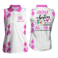 Load image into Gallery viewer, Womens sleeveless polo shirt custom golf besties drinking alone is just not as much fun| Multicolor NQS5305
