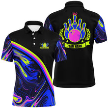 Load image into Gallery viewer, Mens Bowling polo shirts Custom green purple bowling camo pattern black bowling Team league Jerseys NQS7334