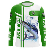 Load image into Gallery viewer, Wahoo fishing Customize name and boat name fishing shirts for men, custom fishing apparel | Green - NQS3251