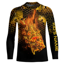 Load image into Gallery viewer, Flaming Fire fish skeleton fishing Custom UV sun protection Long sleeve Fishing Shirts, Fishing Gift NQS4602