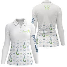 Load image into Gallery viewer, Womens golf polo shirt custom name golf clubs pattern white golf tops for women, golf gift for mom NQS5332