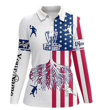 Load image into Gallery viewer, Women disc golf polo shirts American flag custom name disc golf team shirt, disc golf gifts NQS6898
