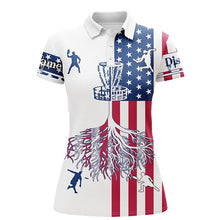 Load image into Gallery viewer, Women disc golf polo shirts American flag custom name disc golf team shirt, disc golf gifts NQS6898