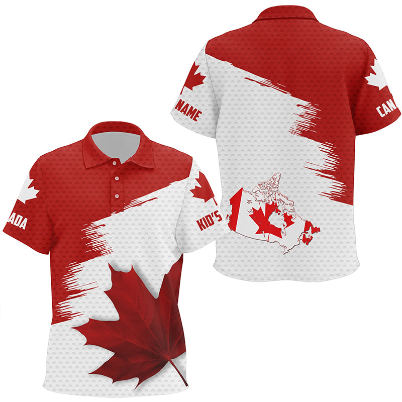 Canadian flag Kid golf polo shirts custom Maple leaves patriotic Canada golf shirt for Kid NQS6741
