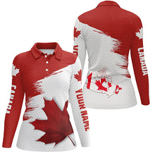 Load image into Gallery viewer, Canadian flag Womens golf polo shirt custom Maple leaves patriotic Canada golf shirt for ladies NQS6741