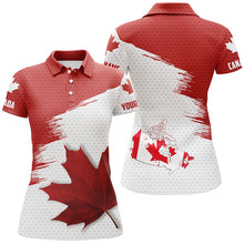 Load image into Gallery viewer, Canadian flag Womens golf polo shirt custom Maple leaves patriotic Canada golf shirt for ladies NQS6741