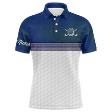 Load image into Gallery viewer, Blue and white Mens golf polo shirts custom name golf shirts for men, personalized golf gifts NQS6283