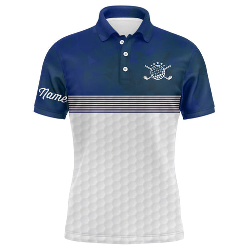 Blue and white Mens golf polo shirts custom name golf shirts for men, personalized golf gifts NQS6283