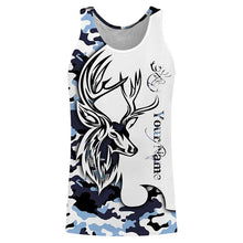 Load image into Gallery viewer, Deer hunting tattoos blue camo custom name all over print hunting Shirts - Hunting gifts for him NQS4040
