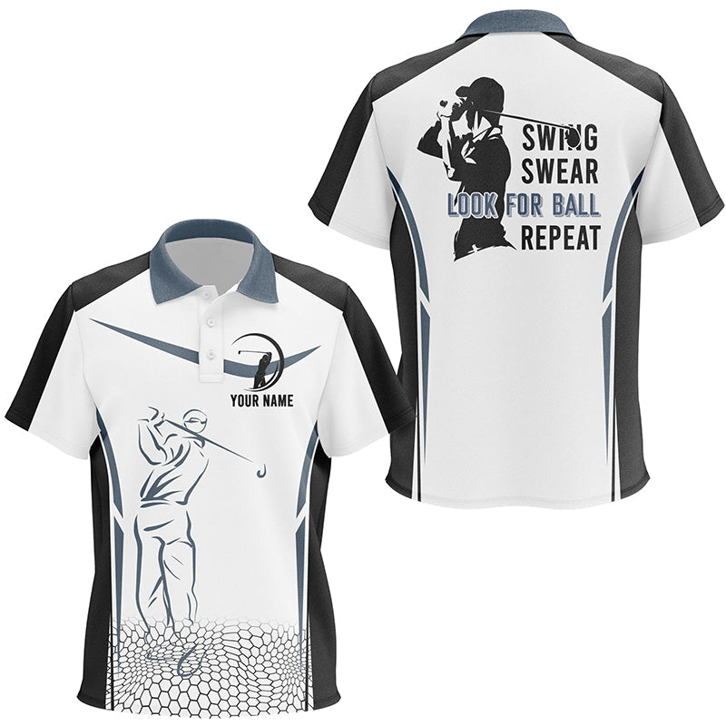 Black and white Kid golf polo shirts custom swing swear look for ball repeat golf tops for Kid NQS6525