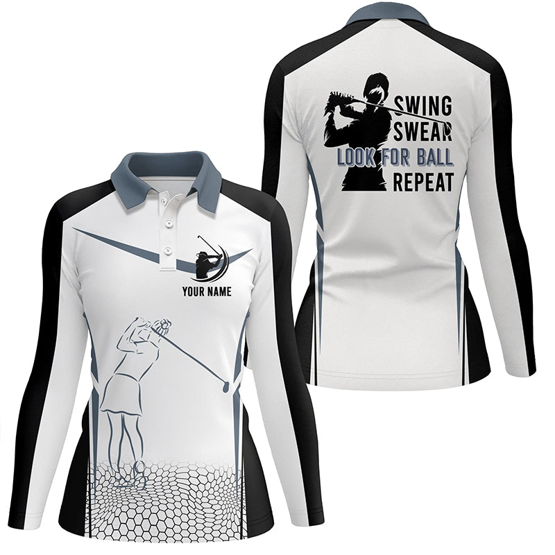 Black and white Womens golf polo shirts custom swing swear look for ball repeat golf tops for women NQS6525