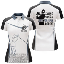 Load image into Gallery viewer, Black and white Womens golf polo shirts custom swing swear look for ball repeat golf tops for women NQS6525