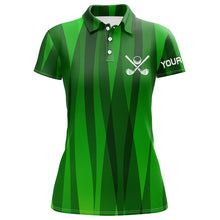 Load image into Gallery viewer, Green stripes pattern custom name Womens golf polos shirts, ladies&#39;s golf attire unique golf gifts NQS7136