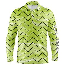 Load image into Gallery viewer, Mens golf polos shirts custom green stripe pattern mens golf tops, gifts for the golfer NQS7137