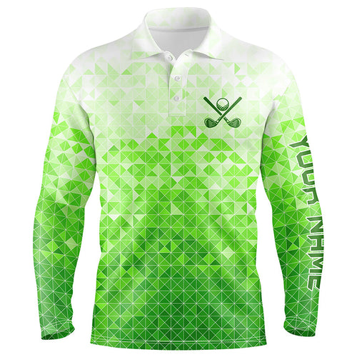 Mens golf polos shirts custom name green golf apparel, coolest polo shirts for mens NQS7138