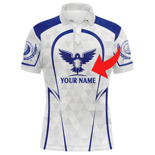 Load image into Gallery viewer, Golf clubs custom name and logo blue &amp; white all-over print golf Polo shirt personalized golf gift NQS4855