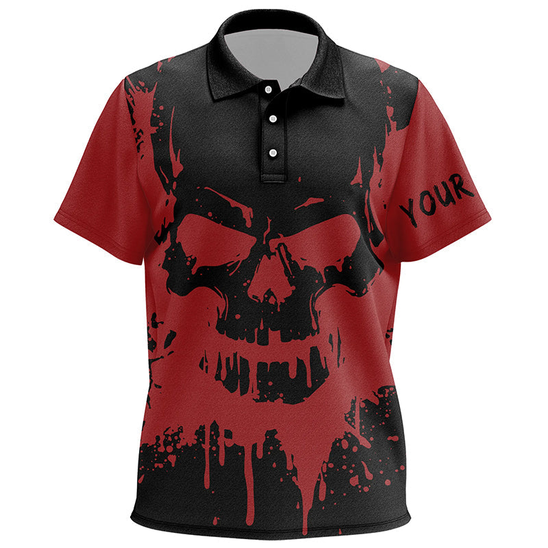 Black and red skull golf shirts custom Kid golf polo shirts, gifts for golf lovers NQS6543