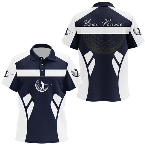 Blue navy and white Kid golf polos shirts custom name cool golf gifts for Kid NQS7253