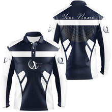 Load image into Gallery viewer, Blue navy and white Mens golf polo shirts custom name cool golf gifts for mens NQS7253