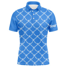 Load image into Gallery viewer, Mens golf polo shirt swing swear drink repeat golf skull custom name golf wear for mens | Blue NQS4885