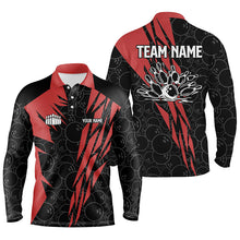 Load image into Gallery viewer, Black bowling camo Mens polo bowling shirt Custom bowling strike team league jerseys | Red NQS6343