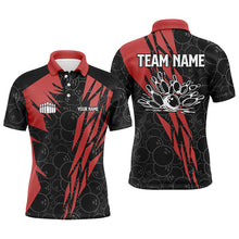 Load image into Gallery viewer, Black bowling camo Mens polo bowling shirt Custom bowling strike team league jerseys | Red NQS6343