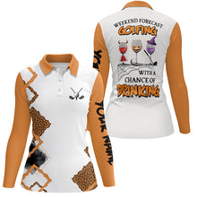 Load image into Gallery viewer, Personalized leopard Halloween Womens golf polo weekend forecast golfing with chance of drinking wine NQS6346