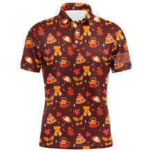 Load image into Gallery viewer, Fall season pattern Thanksgiving Mens golf polo shirts custom Thanksgiving golf tops for men NQS6837
