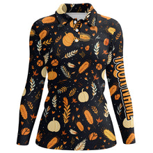 Load image into Gallery viewer, Thanksgiving pattern Womens golf polo shirts custom Thanksgiving gift best womens golf wear NQS6838